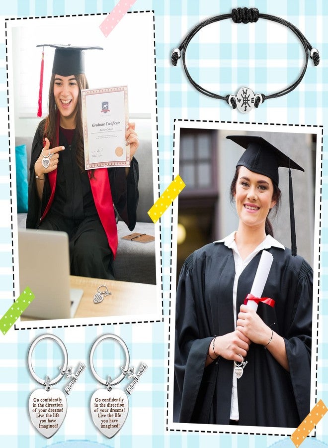 Sureio 48 Pcs 2025 Graduation Gift Bulk Bracelet Gift for Her Him Grad Keychain Class of 2025 College Inspirational Card Bracelet (Classic) - Image 4