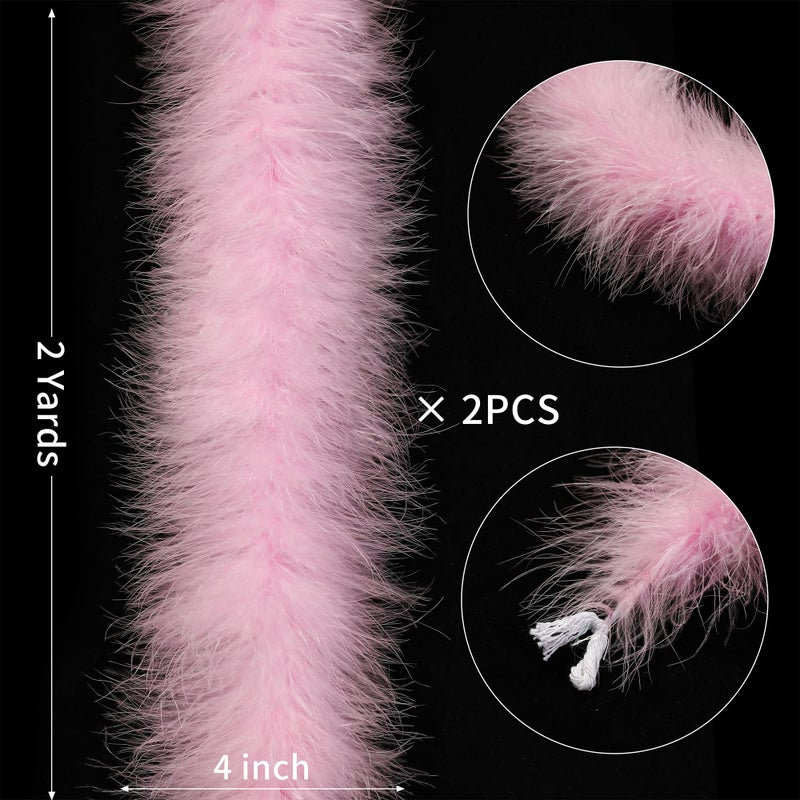 Holmgren Pink Marabou Feather Boas - 2 Pcs 25g 2 Yards Feathers Boa for Women, DIY Clothing, Kids Party Dress Up, Home Wedding Decor (Pink) - Image 4