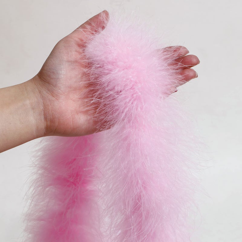 Holmgren Pink Marabou Feather Boas - 2 Pcs 25g 2 Yards Feathers Boa for Women, DIY Clothing, Kids Party Dress Up, Home Wedding Decor (Pink) - Image 3