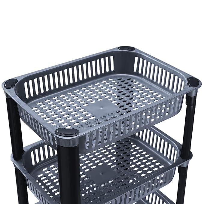 SWEEVAN Plastic Vegetable Trolley Rack for Kitchen Storage Vegetable Organizer Vegetable Stand for Kitchen Basket Storage Racks - Image 3