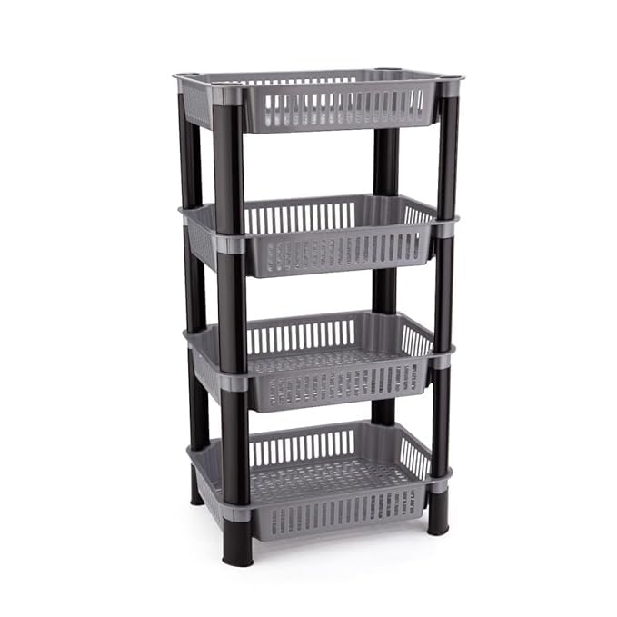 SWEEVAN Plastic Vegetable Trolley Rack for Kitchen Storage Vegetable Organizer Vegetable Stand for Kitchen Basket Storage Racks - Image 1