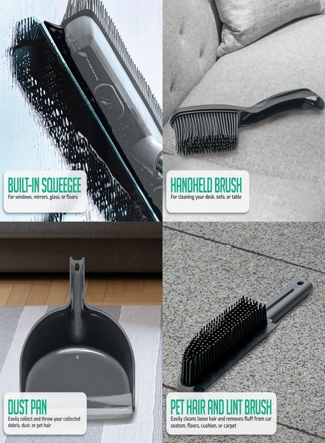 OVENTE Rubber Broom Carpet Rake for Pet Hair, Fur Remover Brush with Squeegee, Portable Detailing Lint Comb, 50” Adjustable Handle, Cleaning Tool Set for Rug, Tile and Hardwood Floor, Grey CT2504GY - Image 4