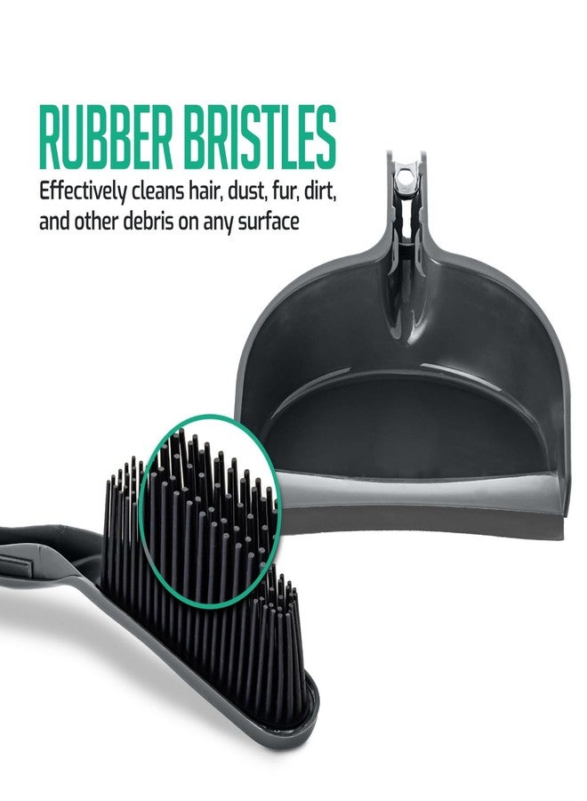 OVENTE Rubber Broom Carpet Rake for Pet Hair, Fur Remover Brush with Squeegee, Portable Detailing Lint Comb, 50” Adjustable Handle, Cleaning Tool Set for Rug, Tile and Hardwood Floor, Grey CT2504GY - Image 3