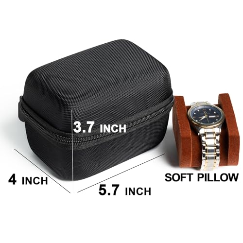 RIGICASE 2 slots Watch travel case, with accessories compartment for rings cufflinks watch band, Hard Portable Watch box holder Organizer with soft pillow fit up to 55mm - Image 2