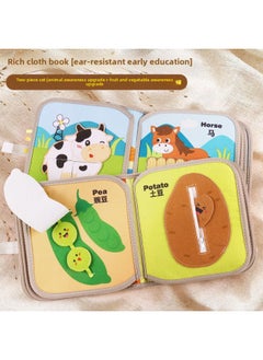 Generic Tear And Tear Books, Cloth Books, Tear And Wash Hands, Tear Cloth Books, Baby Can Bite Baby Early Education Toys, 6-12 Months, Foreign Trade-Color:2 Upgraded Books (fruits And Vegetables + Animals)-Specification:Single Product  - Image 1