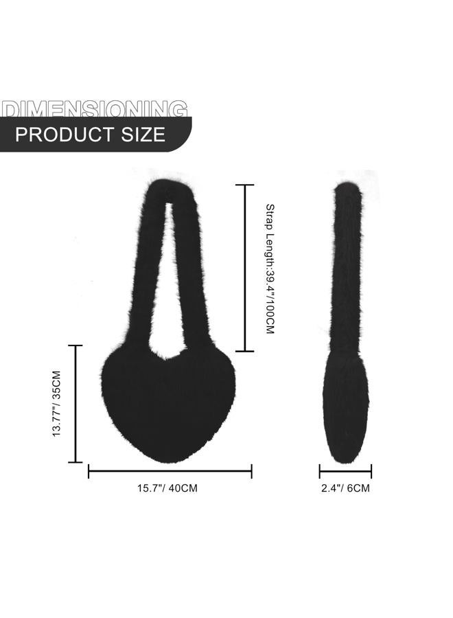 LA CARRIE Women's Faux Fur Heart Shaped Shoulder Bags Crossbody Bag Fluffy Handbags Furry Y2k Tote Purses, Black, One size - Image 4