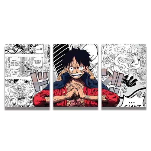 zenithink Luffy One Piece Wall Poster Pack Of 3-A4 Size, 300 GSM Included Glue Dots, Paper Home Decor Art Poster For Bedroom, Living room, Office, No Frame - Image 1