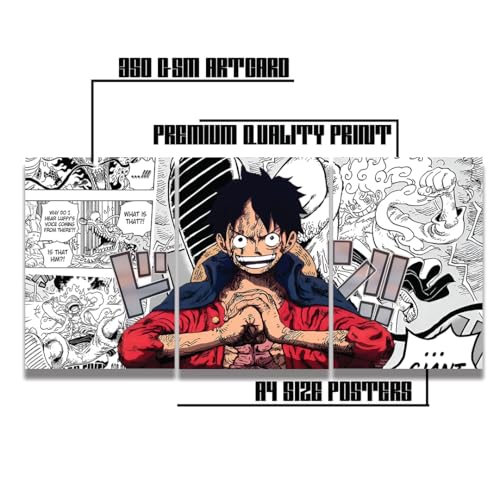 zenithink Luffy One Piece Wall Poster Pack Of 3-A4 Size, 300 GSM Included Glue Dots, Paper Home Decor Art Poster For Bedroom, Living room, Office, No Frame - Image 4