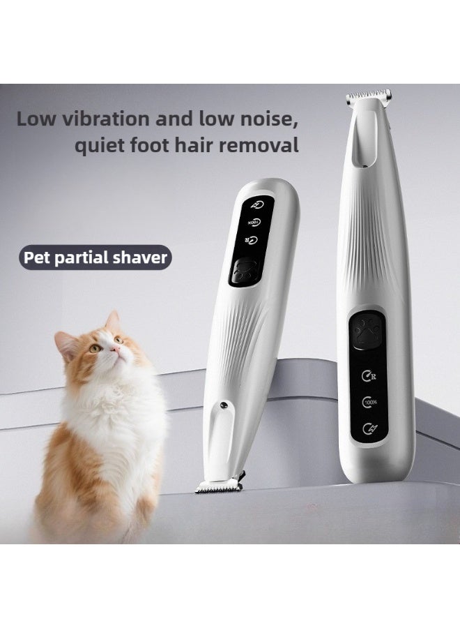 Wireless Pet Hair Trimmer for Cats and Dogs, Low Noise Paw & Foot Shaver with Ceramic Blade, USB Rechargeable Grooming Clipper Set - Image 1