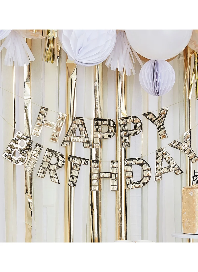 Ginger Ray Ginger Ray Gold Fringe 'Birthday' Bunting - Elegant Party Banner