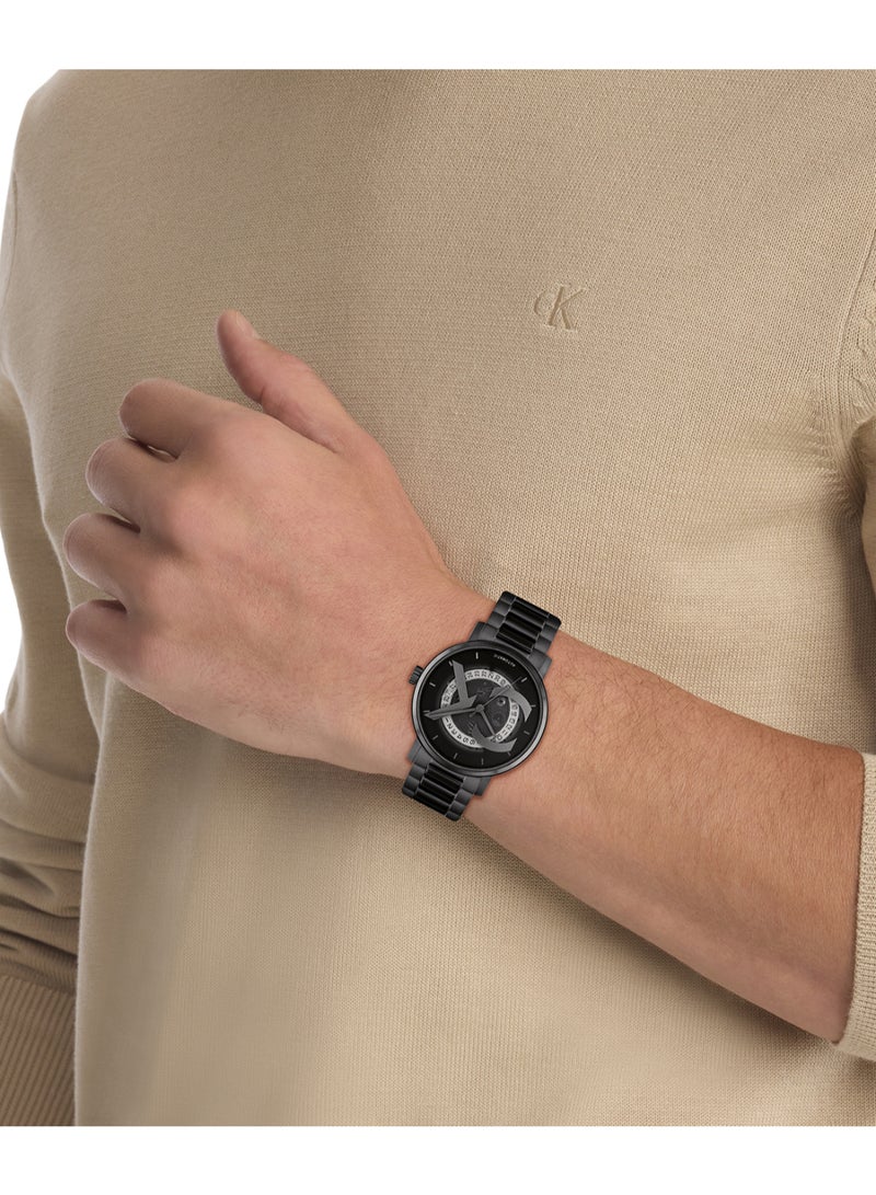 CALVIN KLEIN ROUND ANALOG UNISEX'S BLACK CASE WATCH - 25300017 - Image 3