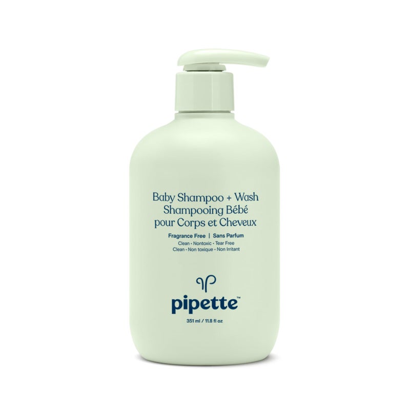 Pipette Baby Shampoo and Body Wash - Fragrance Free, Tear-Free Bath Time, Hypoallergenic, Moisturizing Plant-Derived Squalane, New Formula, 11.8 fl oz - Image 1
