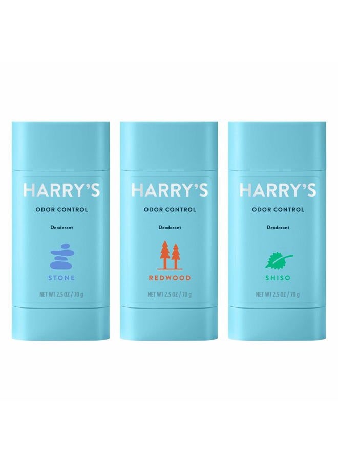 Harry's Men's Deodorant Variety Pack, Aluminum Free Deodorant for Men, Odor Control, 2.5 Oz, Stone, Shiso, Redwood (Pack of 3) - Image 1