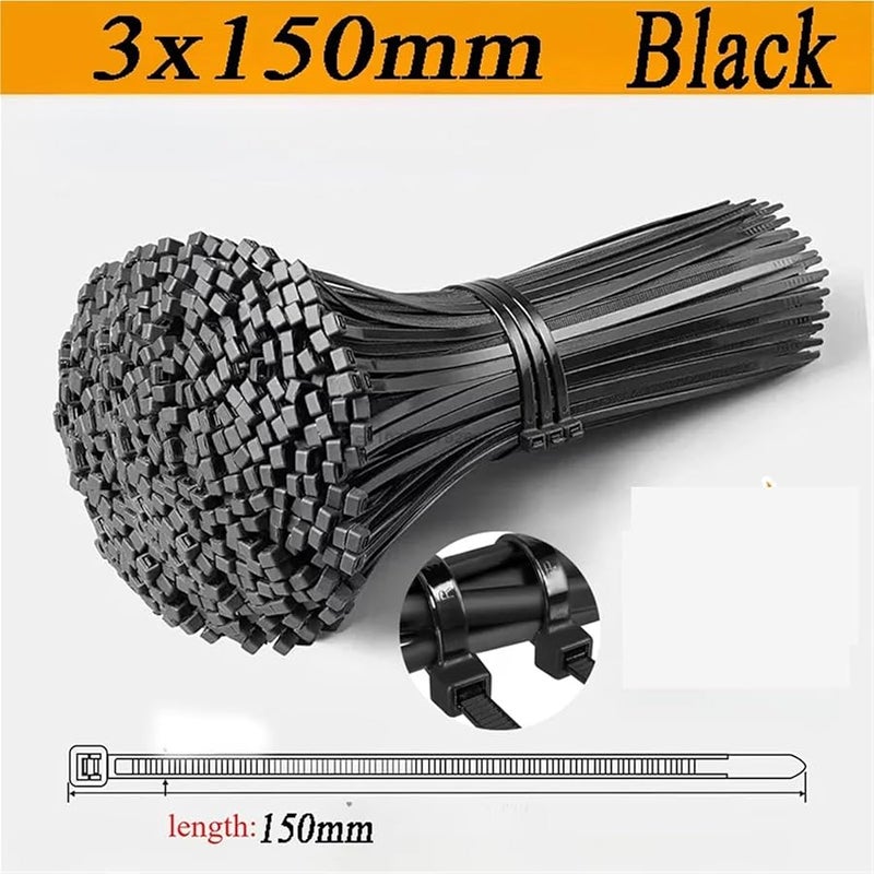 Black 3x150mm 4000PCS Reusable Self Locking Nylon Cable Ties For Electrical And Gardening Bundling - Image 3