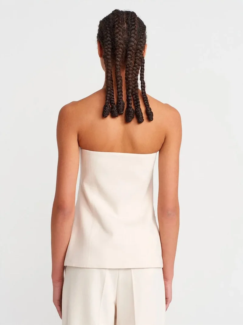 Dilvin Dilvin Strapless Woven Bandeau Blouse