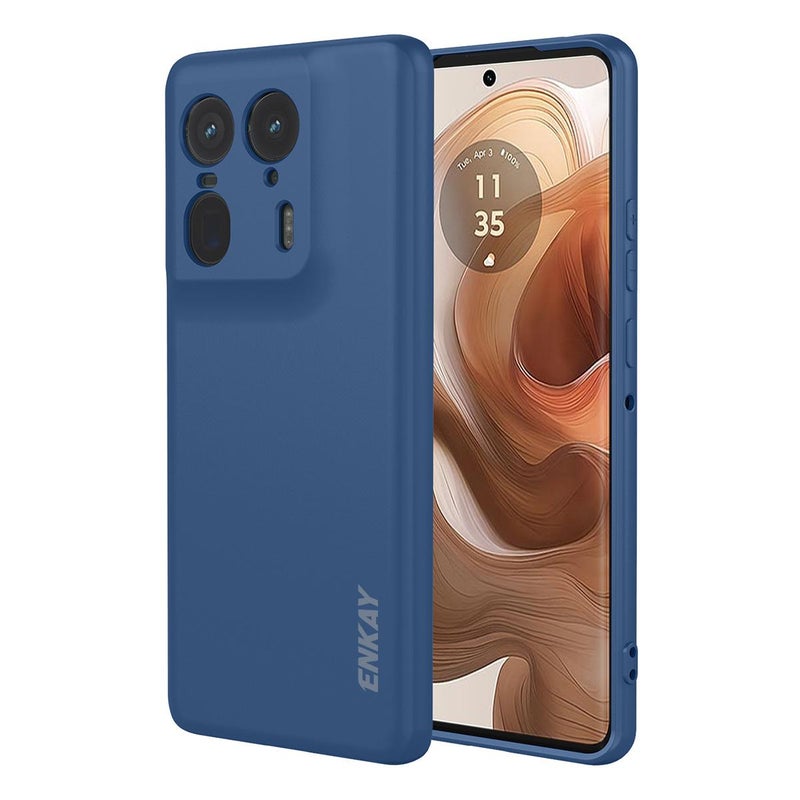 ENKAY For Motorola Edge 50 Ultra 5G Liquid Silicone Soft Shockproof Phone Case(Dark Blue) - Image 1