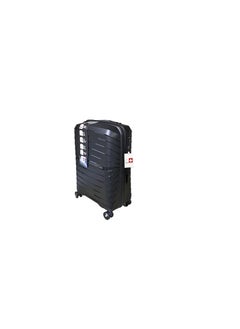 SWISSCASE SWISSCASE Hardshell Luggage, Minimalist Striped, 24 Inches, Double Spinner Wheels, Lightweight, Black  - Image 1