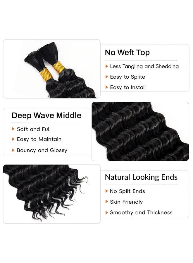 Dorsanee Deep Wave Bulk Hair for Braiding 18 Inch 2 Bundles 200g Natural Black Curly Braiding Hair for Boho Braids No Weft Wet and Wavy Braiding Hair Extensions (#1B,100g/bundle) - Image 3