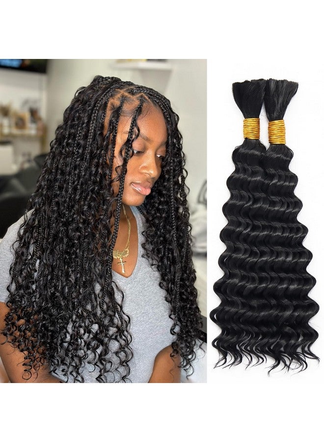 Dorsanee Deep Wave Bulk Hair for Braiding 18 Inch 2 Bundles 200g Natural Black Curly Braiding Hair for Boho Braids No Weft Wet and Wavy Braiding Hair Extensions (#1B,100g/bundle) - Image 1