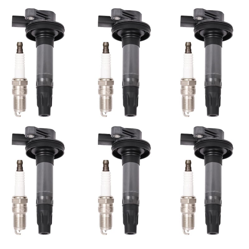 Set of 6 Ignition Coil Pack and Spark Plugs Fits for 37 35 V6 Ford Edge Flex Taurus Lincoln MKS MKT MKZ MKX Mercury Sable 2008 2009 2010 2011 2012 2013 2014 2015 2016 UF553 5019