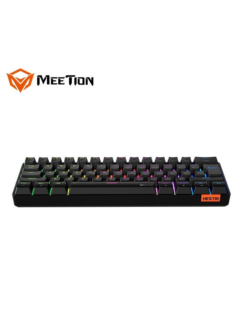 MEETION MK005BT Classic Style Dual Mode Bluetooth 60 Gaming Keyboard Ergonomic Design, Double Injection Processing, Mechanical Gaming Keyboard Black
