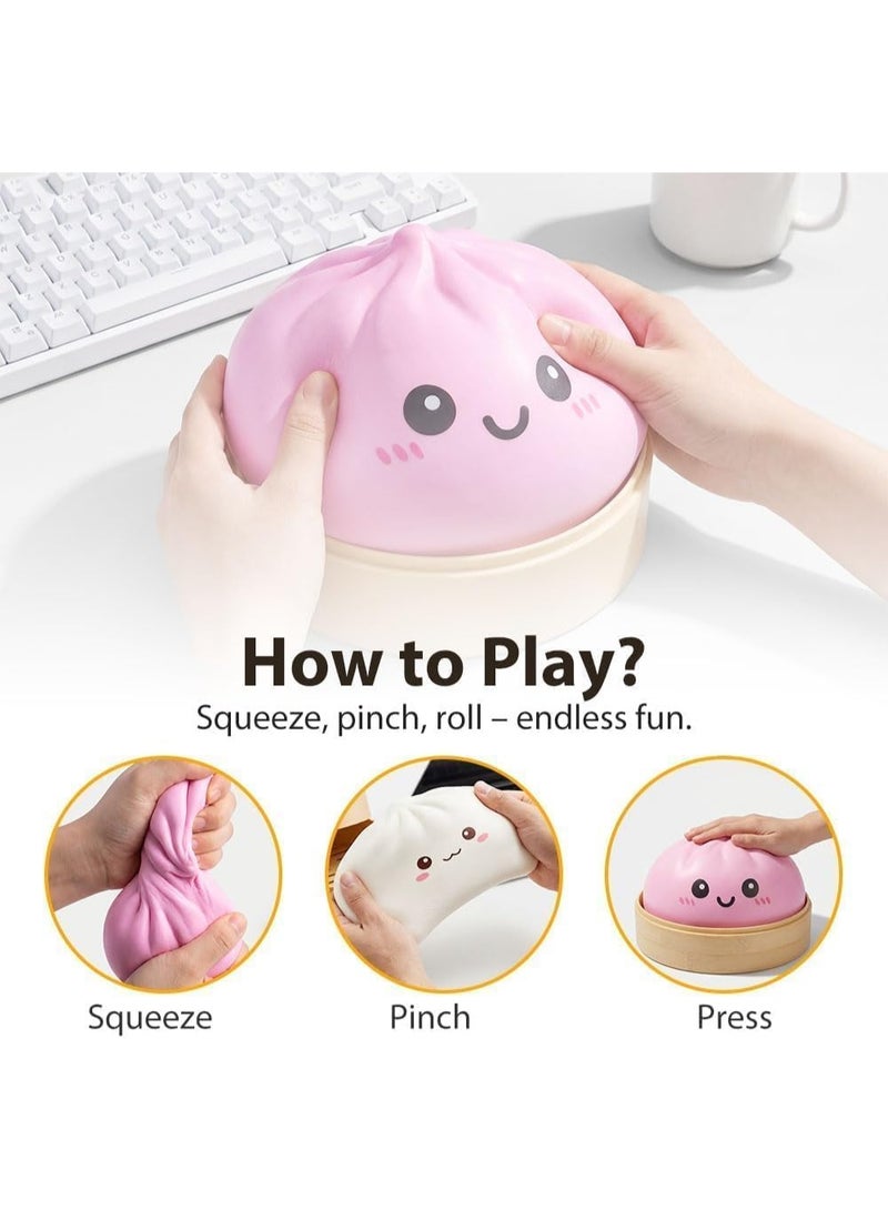 Giant Dumpling Cute Squishy Stress Ball,Jumbo Soft Slow Rising Dumpling Stress Ball,Large Dumpling Cute Squishy,Stress Relief Desk for Office Home Study Adults(Colorful L: 25cm/10 Inch（no Basket） - Image 4