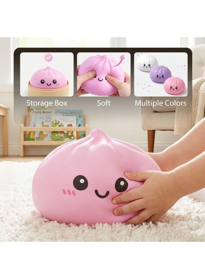 Giant Dumpling Cute Squishy Stress Ball,Jumbo Soft Slow Rising Dumpling Stress Ball,Large Dumpling Cute Squishy,Stress Relief Desk for Office Home Study Adults(Colorful L: 25cm/10 Inch（no Basket） - Image 2