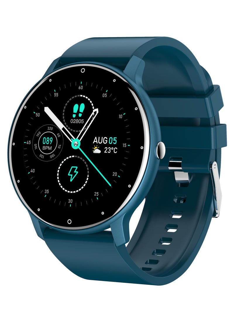 RollsTimi  Men's and women's smartwatches, fitness trackers and heart rate, blood pressure, blood oxygen, sleep monitor IP67 waterproof 1.28" full touch screen fashion sports watch Android IOS, RT-ZL02Pro Blue - Image 1