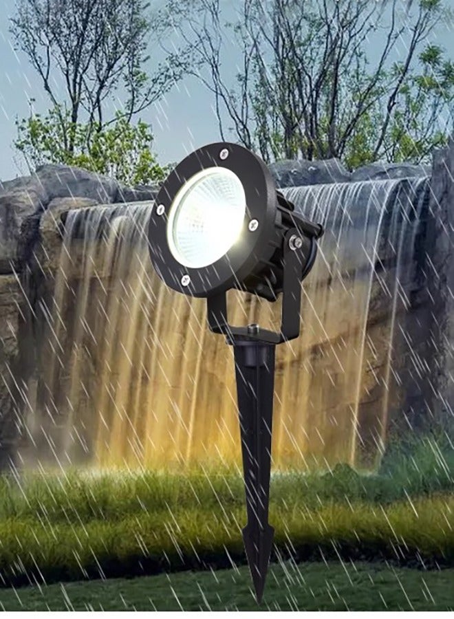 10W في الهواء الطلق أضواء LED 220V ماء المناظر الطبيعية حديقة الإضاءة عالية مشرق بقعة أضواء 3000K الأبيض الدافئ أضواء الأرض الخارجية مع ارتفاع القطب العلم لشجرة العشب ساحة مسار الحديقة الممرات ديكور - Image 2