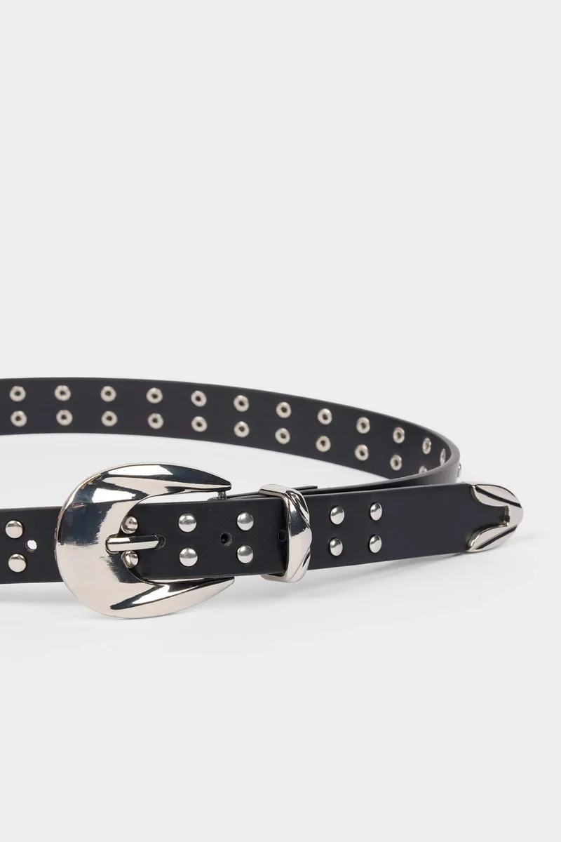 ديفاكتو Woman Oval Buckle Faux Leather Classic Belt