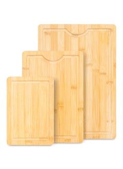 Vasilek Wood Cutting Board - 3 Piece Bamboo Cutting Board Set, Wooden Cutting Boards for Kitchen with Deep Juice Groove, Side Handles - Wood Chopping Boards for Meal Prep, Meat, Vegetables, and Charcuterie - Kitchen Gadgets Gift  - Image 1