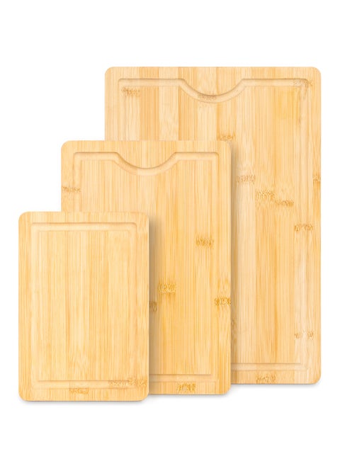 Wood Cutting Board - 3 Piece Bamboo Cutting Board Set, Wooden Cutting Boards for Kitchen with Deep Juice Groove, Side Handles - Wood Chopping Boards for Meal Prep, Meat, Vegetables, and Charcuterie - Kitchen Gadgets Gift