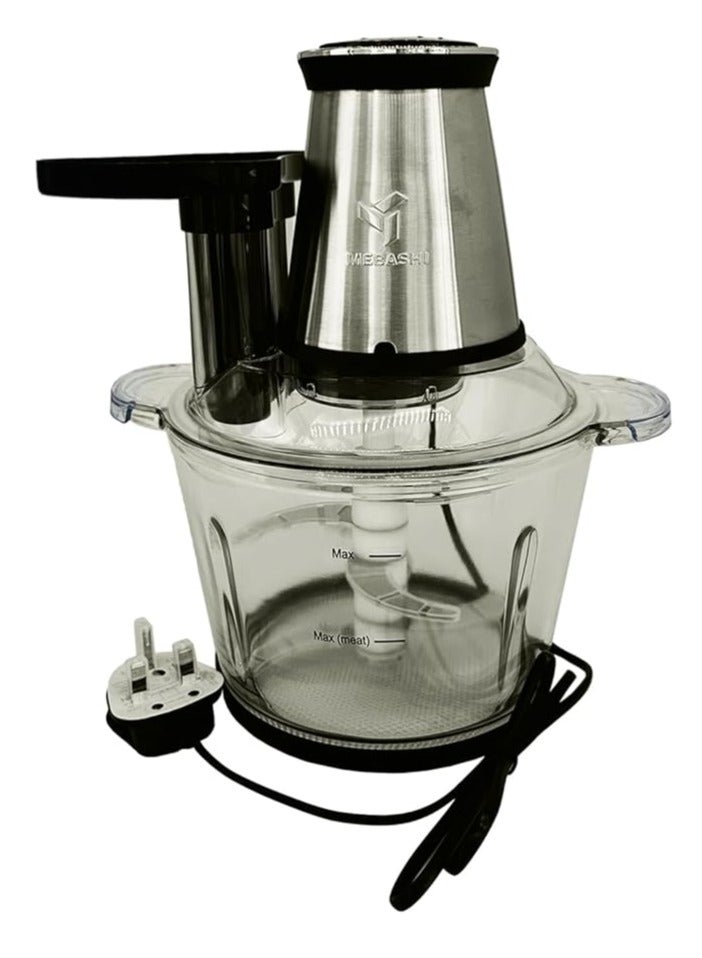MEBASHI Japan 3L Electric Food Chopper | Meat Processor, 2 Speeds, 500 Watts, Quad Blades, Black-Silver (ME -CH4001) - Image 5