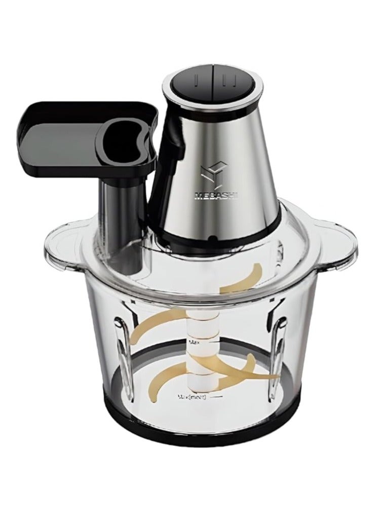 MEBASHI Japan 3L Electric Food Chopper | Meat Processor, 2 Speeds, 500 Watts, Quad Blades, Black-Silver (ME -CH4001) - Image 1