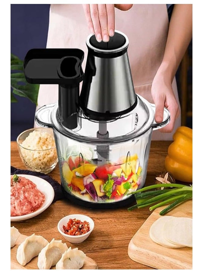 MEBASHI Japan 3L Electric Food Chopper | Meat Processor, 2 Speeds, 500 Watts, Quad Blades, Black-Silver (ME -CH4001) - Image 2