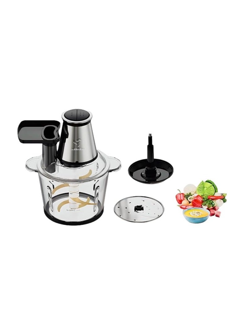 MEBASHI Japan 3L Electric Food Chopper | Meat Processor, 2 Speeds, 500 Watts, Quad Blades, Black-Silver (ME -CH4001) - Image 3