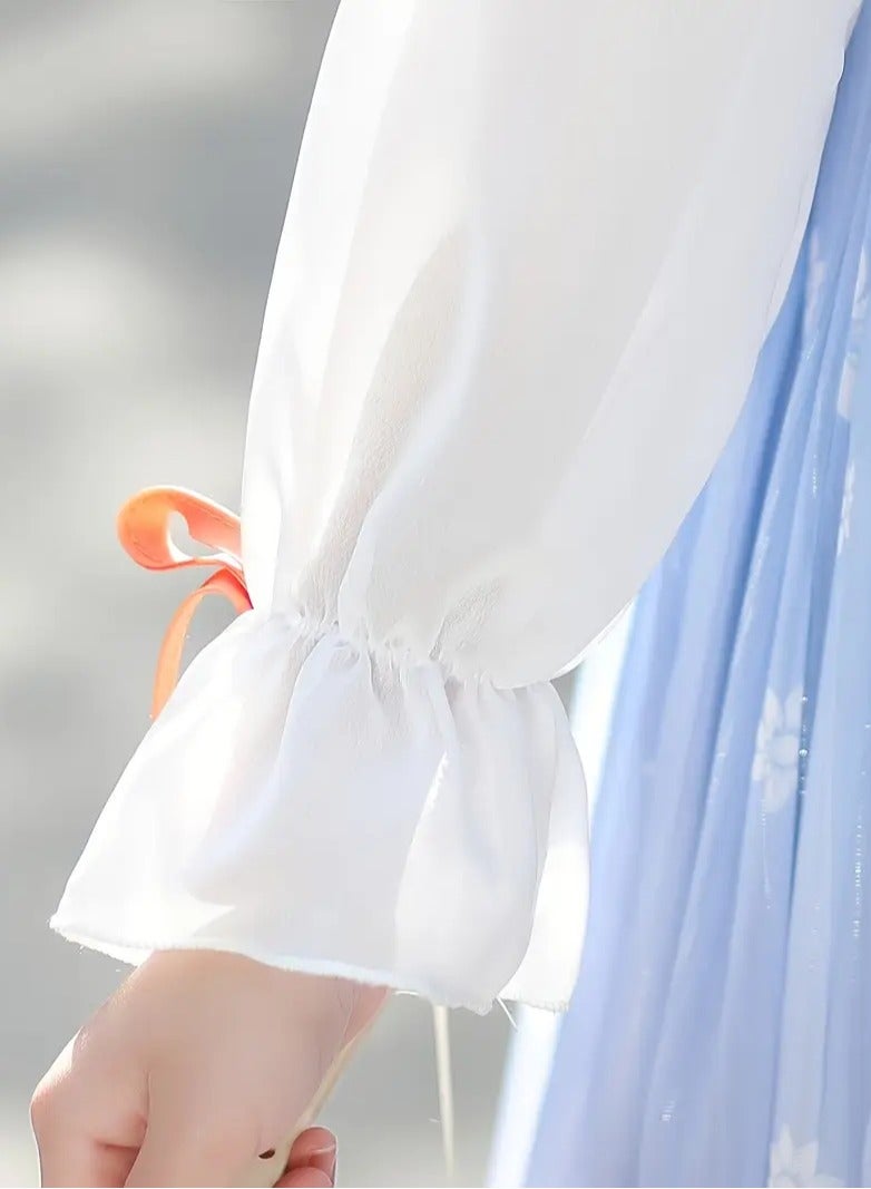 AROAQ Chinese Style Dress for Girls Featuring Ancient Attire with a Mermaid Princess Design Perfect for Spring And Autumn Light Purple - Image 5