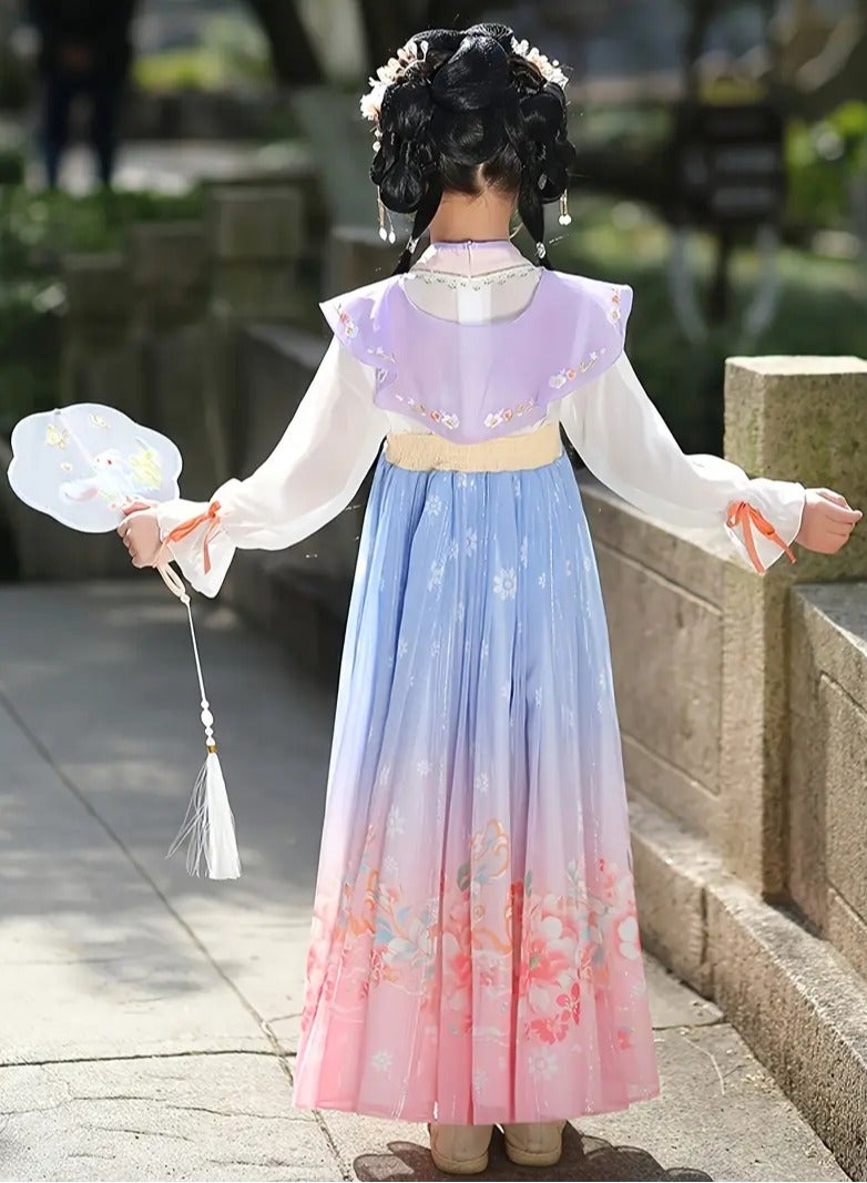 AROAQ Chinese Style Dress for Girls Featuring Ancient Attire with a Mermaid Princess Design Perfect for Spring And Autumn Light Purple - Image 3