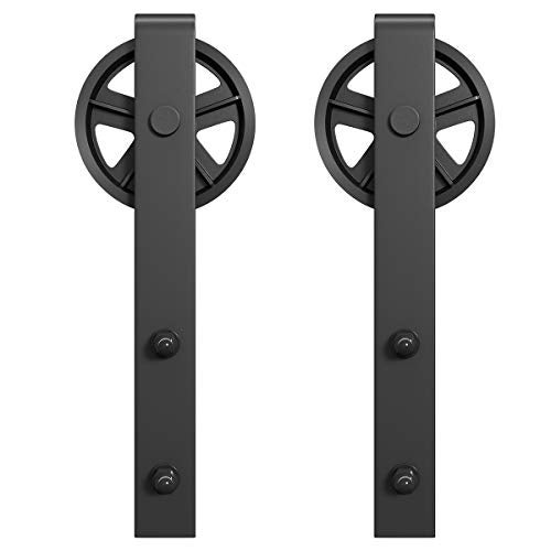 SMARTSTANDARD Sliding Barn Door Hardware Hangers 2pcs (Black) (Big Wheel Hangers) - Image 2