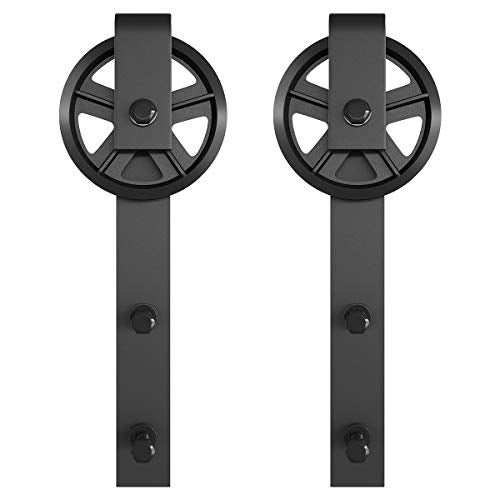 SMARTSTANDARD Sliding Barn Door Hardware Hangers 2pcs (Black) (Big Wheel Hangers) - Image 3