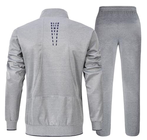 YSENTO Men's Tracksuits Outfits Set 2 Piece Jogging Suits Warm Up Sweatsuits Sweat Track Suits Sets Grey XL - Image 2