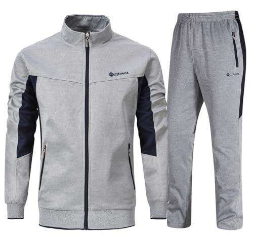 YSENTO Men's Tracksuits Outfits Set 2 Piece Jogging Suits Warm Up Sweatsuits Sweat Track Suits Sets Grey XL - Image 1
