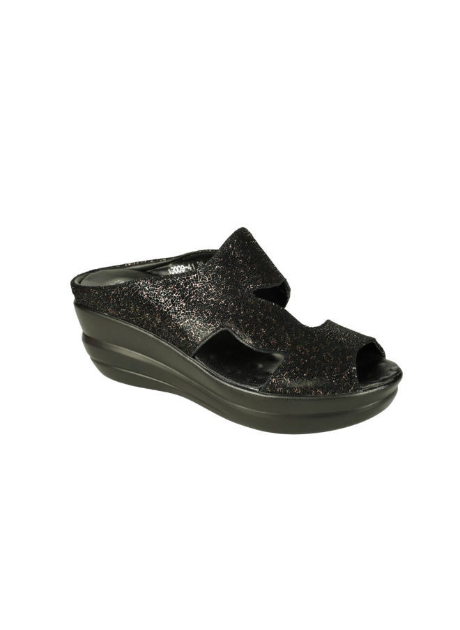 Michelle Morgan 092-2716 Michelle Morgan Ladies Wedge Heel Sandals 19009-41 Black - Image 1