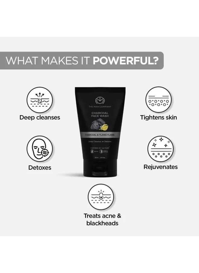 The Man Company DeTan Combo with Charcoal Face Scrub and Face Wash for Deep-Cleanse Pores, Exfoliation, Anti- Acne, Blackhead Remover, Brightens Skin - Pack of 2