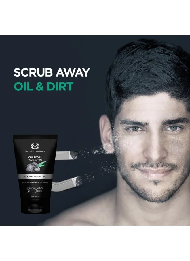 The Man Company DeTan Combo with Charcoal Face Scrub and Face Wash for Deep-Cleanse Pores, Exfoliation, Anti- Acne, Blackhead Remover, Brightens Skin - Pack of 2