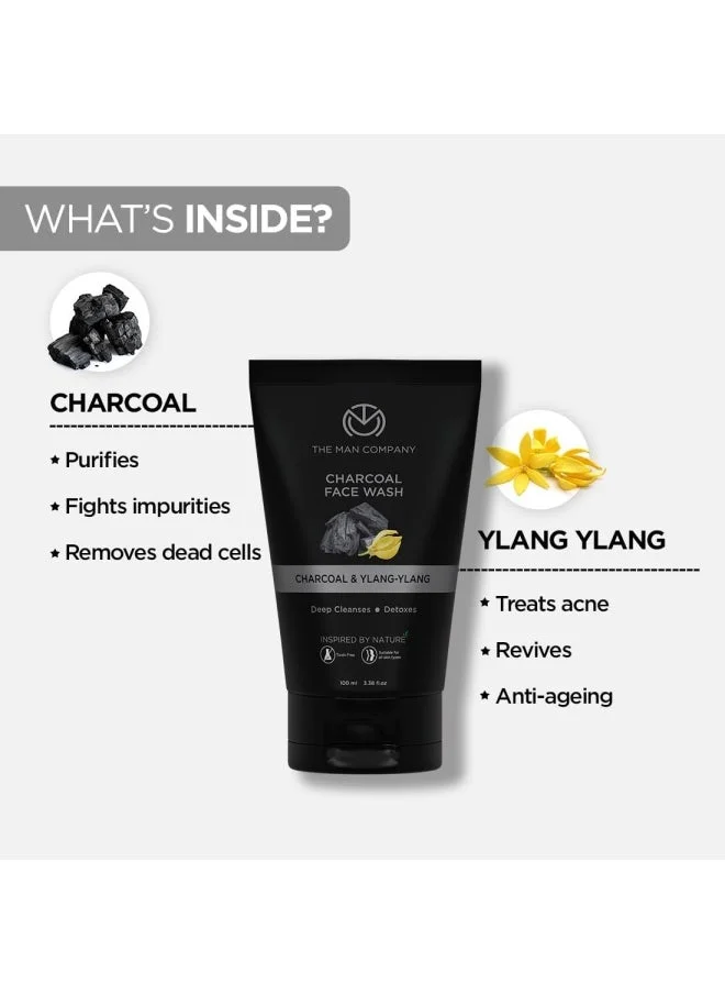 The Man Company DeTan Combo with Charcoal Face Scrub and Face Wash for Deep-Cleanse Pores, Exfoliation, Anti- Acne, Blackhead Remover, Brightens Skin - Pack of 2