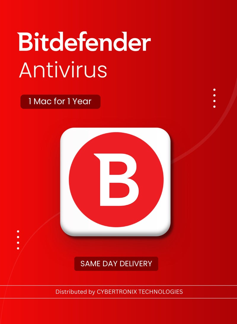 Bitdefender Antivirus | 1 Mac for 1 Year | Digital License | SAME DAY DELIVERY