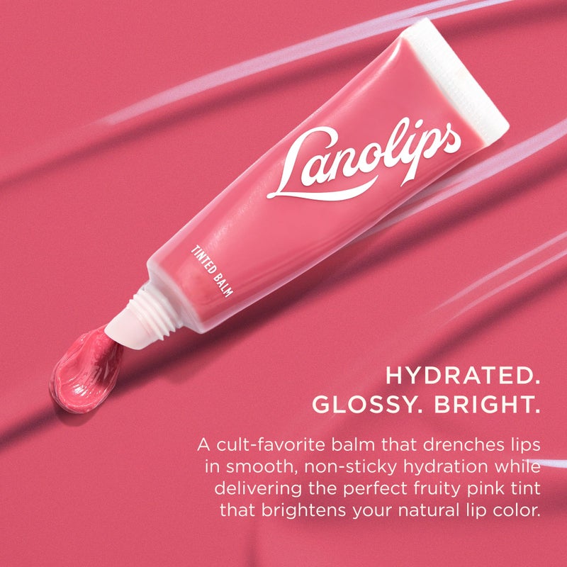 Lanolips Tinted Lip Balm - Moisturizing, Color-Tinted Balm with Lanolin & Vitamin E for Dull, Dry, Cracked Lips, Rhubarb (12.5g / 0.44oz) - Image 2