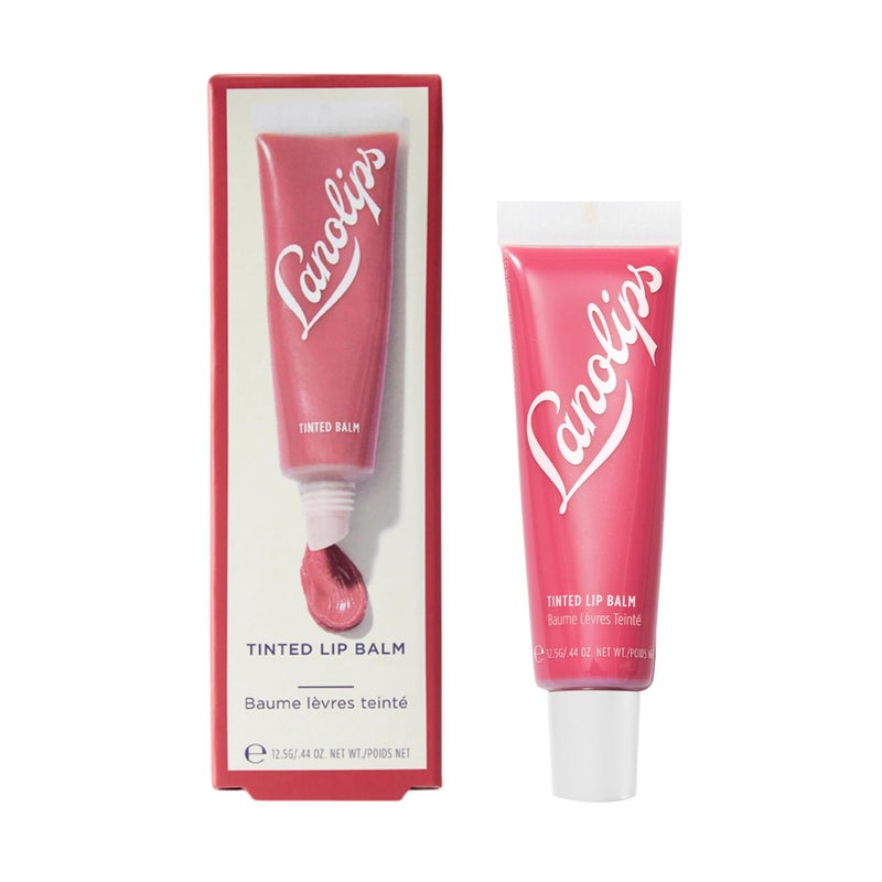 Lanolips Tinted Lip Balm - Moisturizing, Color-Tinted Balm with Lanolin & Vitamin E for Dull, Dry, Cracked Lips, Rhubarb (12.5g / 0.44oz) - Image 1