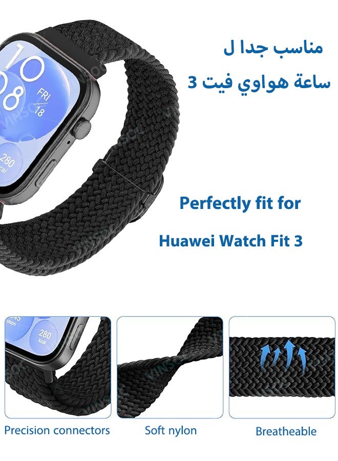VINSOC Nylon Strap Compatible with Huawei Watch Fit 3 Strap, Elastic Nylon Watchband Sport Replacement Soft Band for Huawei Watch Fit 3 Band Smartwatch Watch bracelet  - Image 3